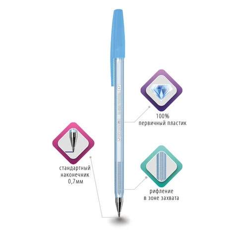 Ручка шариковая BRAUBERG "M-500 PASTEL", СИНЯЯ, корпус ассорти, узел Ручка шариковая BRAUBERG "M-500 PASTEL", СИНЯЯ, корпус ассорти, узел