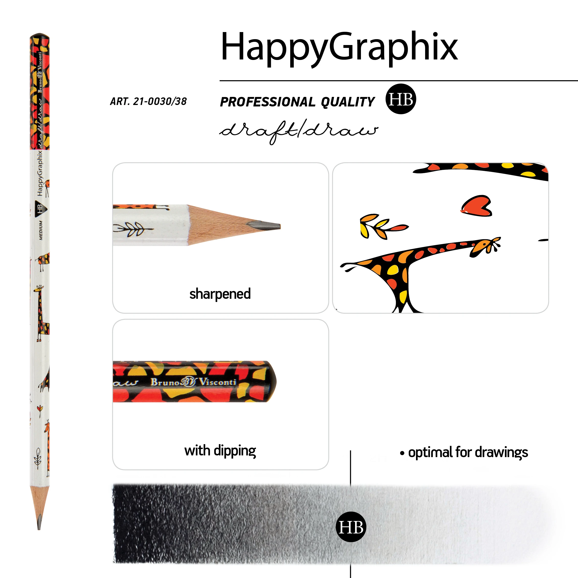 КАРАНДАШ ЧЕРНОГРАФИТОВЫЙ "HappyGraphix" ЖИРАФЫ НВ КАРАНДАШ ЧЕРНОГРАФИТОВЫЙ "HappyGraphix" ЖИРАФЫ НВ