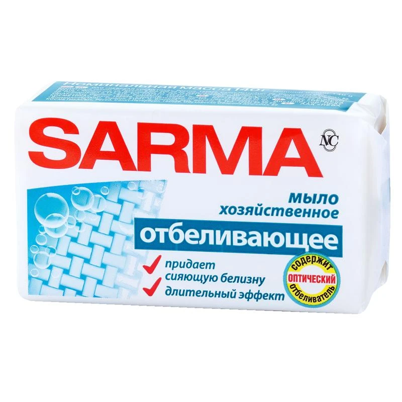 Мыло хозяйственное Sarma отбеливающее, пленка, 140г. 11149