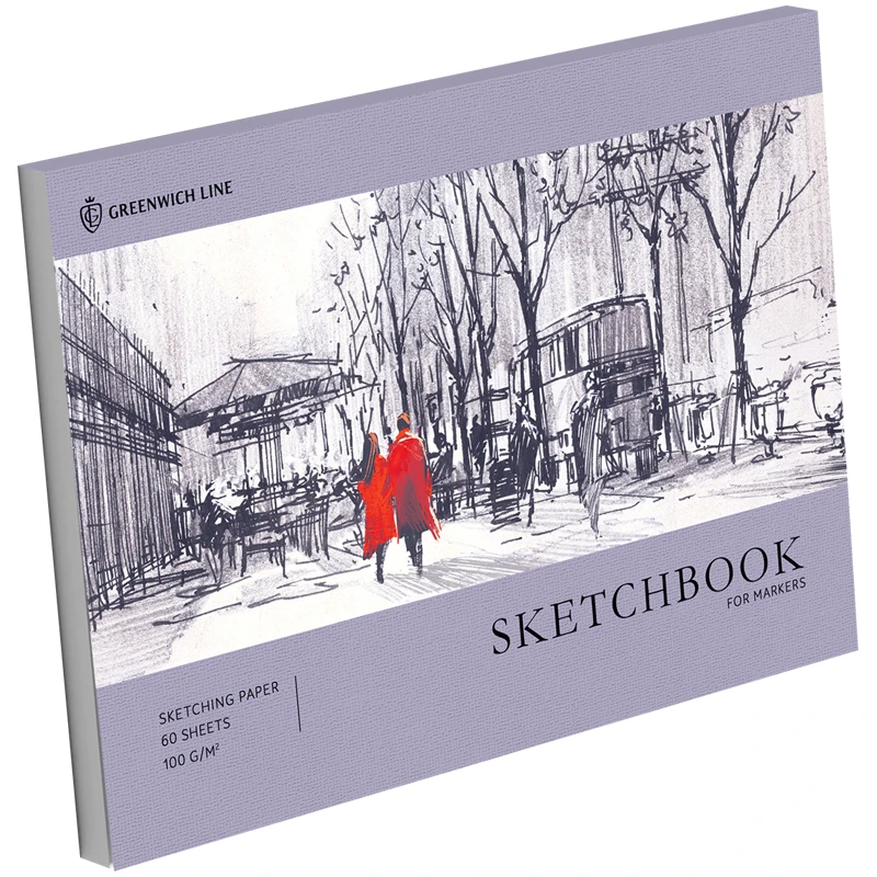 Скетчбук для маркеров 60л., А5 Greenwich Line "City walk", на склейке,