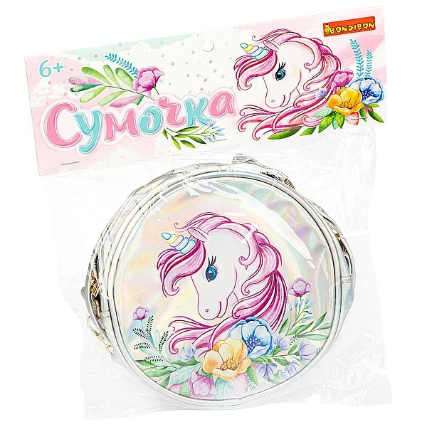 Сумочка BONDIBON, СКАЗОЧНЫЙ ЕДИНОРОГ, серебристая, круглая, 18х7 см. Сумочка BONDIBON, СКАЗОЧНЫЙ ЕДИНОРОГ, серебристая, круглая, 18х7 см.