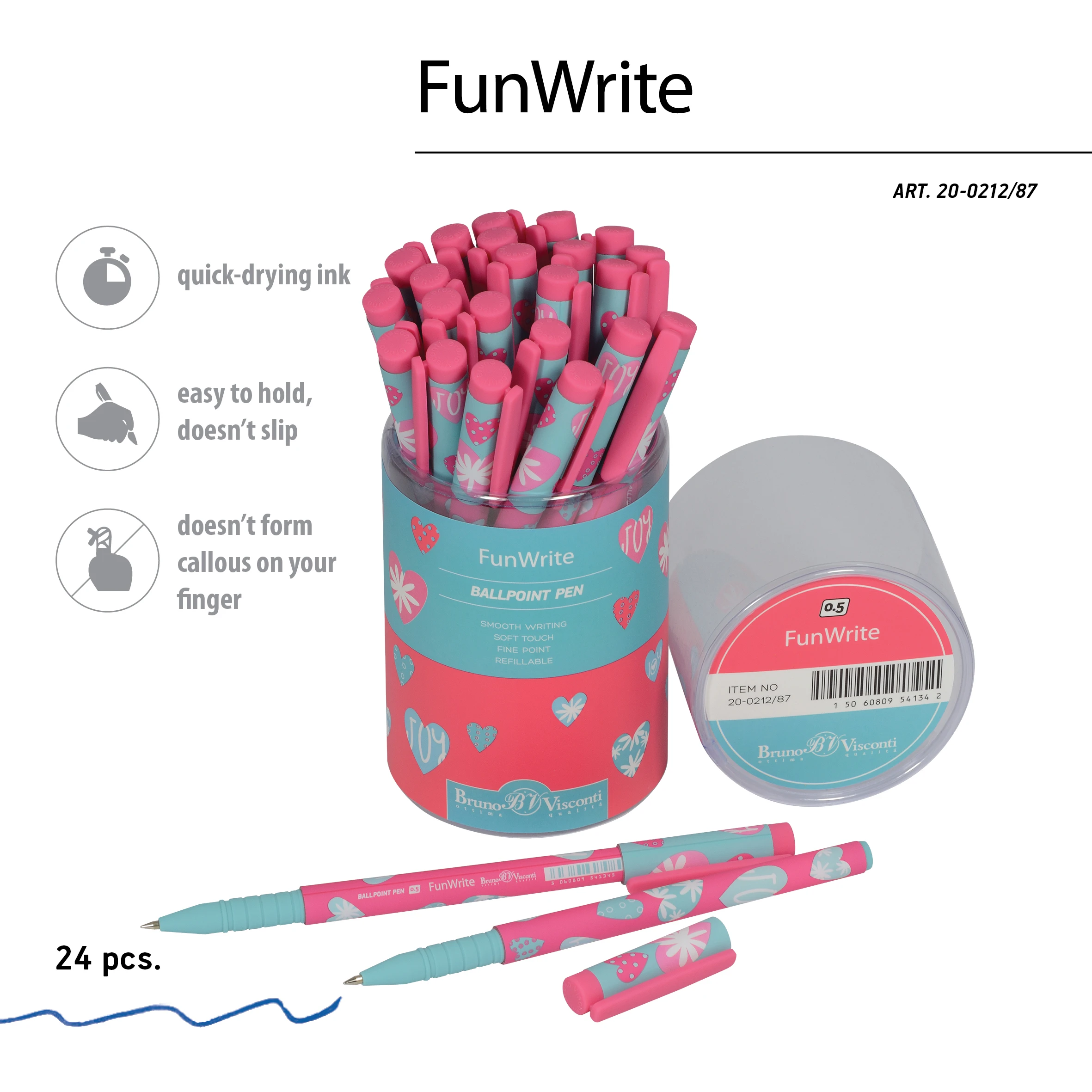 РУЧКА "FunWrite. Сердечки. Эмоции. Малина" ШАРИКОВАЯ 0.5 ММ, СИНЯЯ РУЧКА "FunWrite. Сердечки. Эмоции. Малина" ШАРИКОВАЯ 0.5 ММ, СИНЯЯ