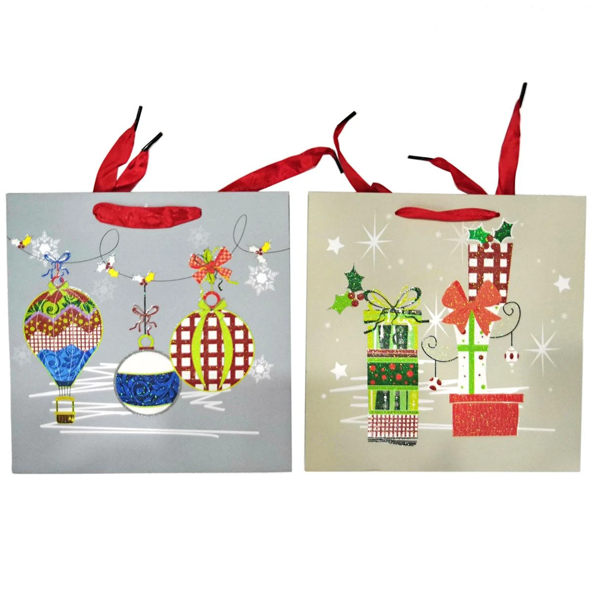 Подарочный пакет 22х22х9 см блестки и аппликация. FUDI