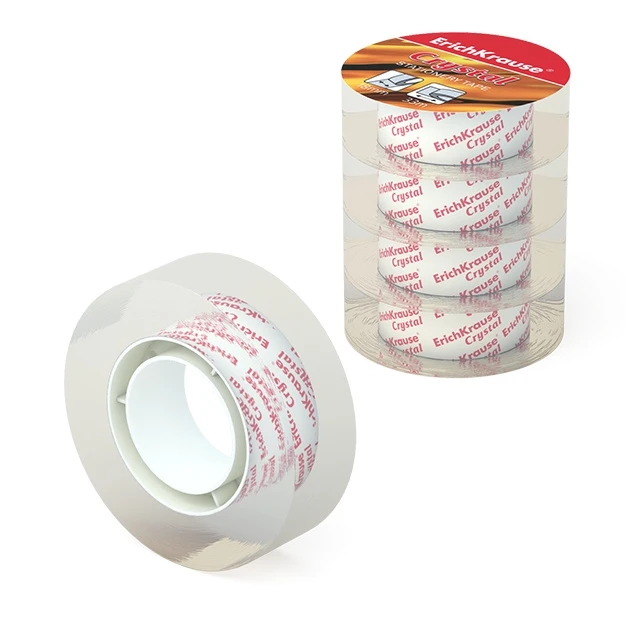 Клейкая лента Erich Krause Crystal, 18ммх33м (в пленке по 4 шт.)