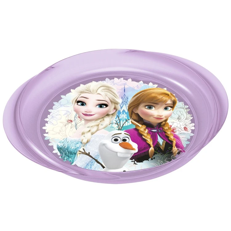 Тарелка пластиковая с ручками (для СВЧ). Холодное сердце Цветы