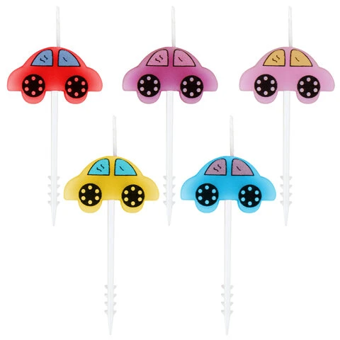 Свечи фигурные для торта на шпажках "Машинки", 5 шт., 2х3 см, ЗОЛОТАЯ