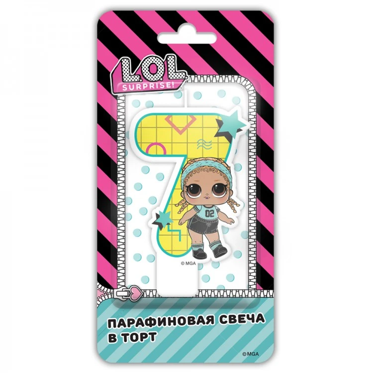 LOL. Парафиновая свеча в торт (цифра 7 с героем) в блистере LOL. Парафиновая свеча в торт (цифра 7 с героем) в блистере