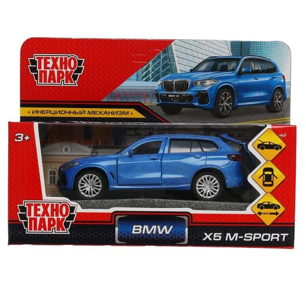 Машина металл BMW X5 M-SPORT 12 см, двери, багаж, инерц, син, Технопарк