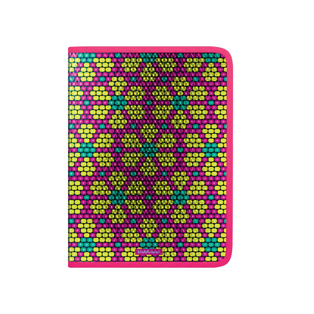 Папка для тетрадей на молнии пластиковая Erich Krause Pink&Yellow Beads, А4