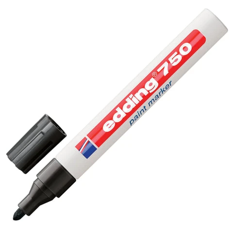 Маркер-краска лаковый EDDING 750, 2-4 мм, ЧЕРНЫЙ, круглый наконечник,