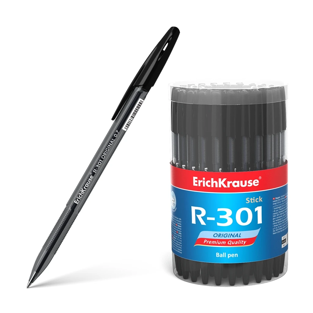 Ручка шариковая ErichKrause® R-301 Original Stick 0.7, цвет чернил черный (в Ручка шариковая ErichKrause® R-301 Original Stick 0.7, цвет чернил черный (в