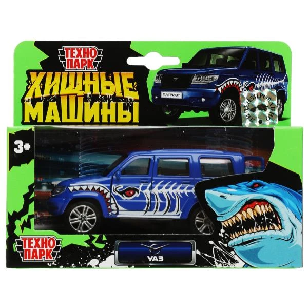Машина металл UAZ patriot акула 12 см, дв., багаж., инерция, Технопарк