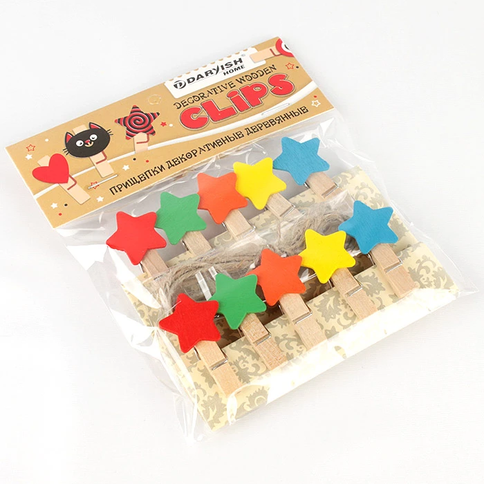 Прищепки декоративные деревянные 10шт/уп "Звездочка" (набор) Прищепки декоративные деревянные 10шт/уп "Звездочка" (набор)