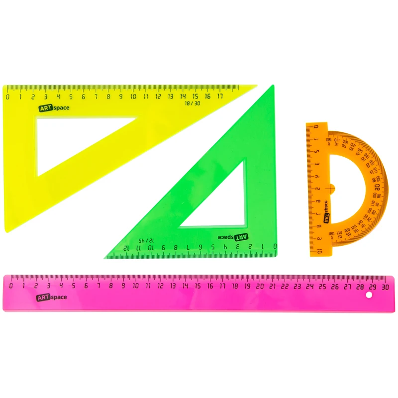 Набор чертежный большой ArtSpace, (треуг. 2шт., линейка 30см, транспортир), Набор чертежный большой ArtSpace, (треуг. 2шт., линейка 30см, транспортир),