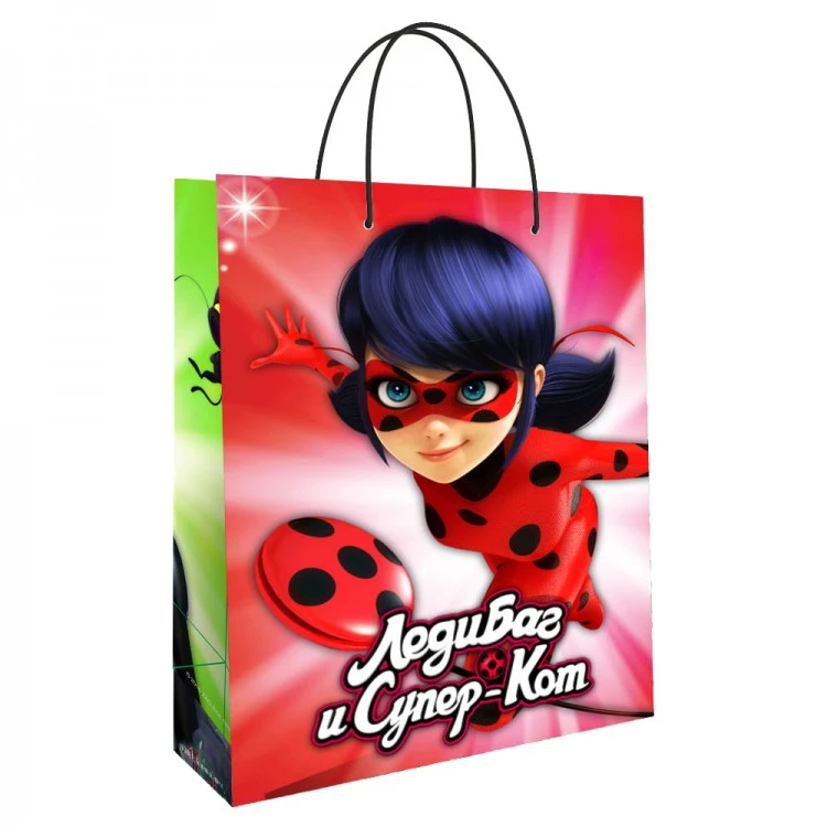 Леди Баг. Пакет подарочный большой (красно-зеленый), 335*406*155 мм.