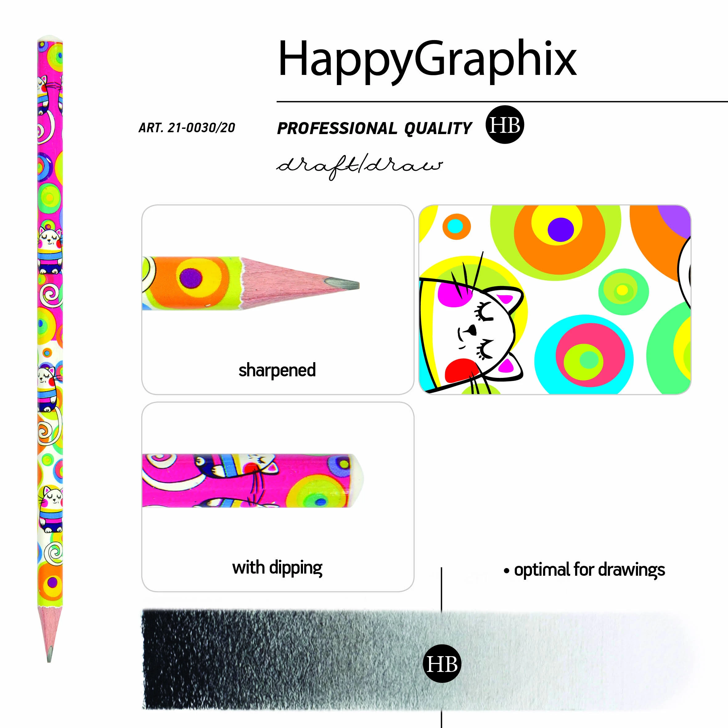 КАРАНДАШ ЧЕРНОГРАФИТОВЫЙ "HappyGraphix" МУЛЬТИКИ. КОТ НВ КАРАНДАШ ЧЕРНОГРАФИТОВЫЙ "HappyGraphix" МУЛЬТИКИ. КОТ НВ