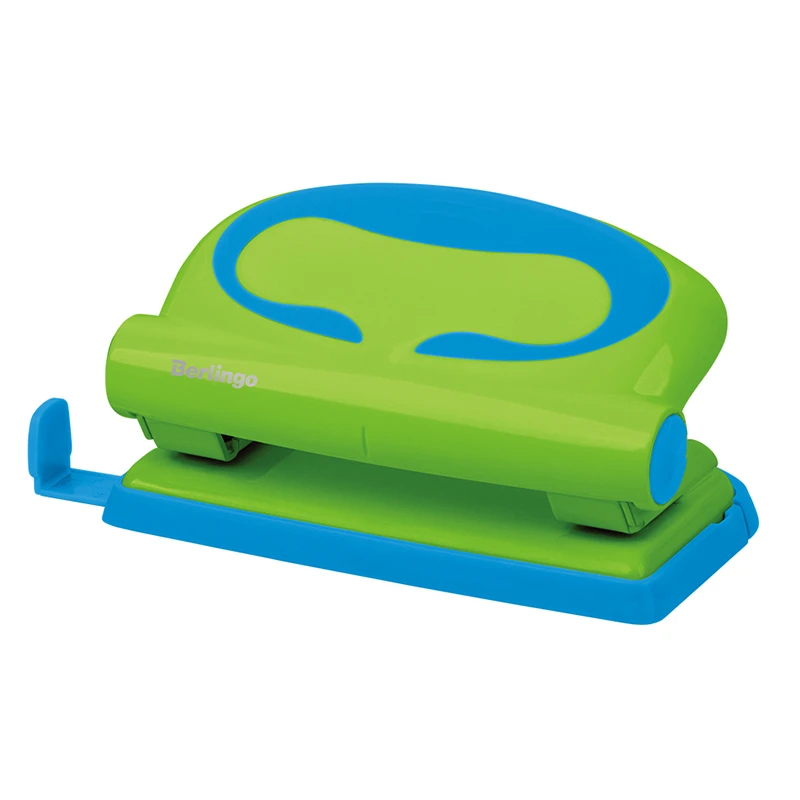 Дырокол Berlingo "Fuze" 10л., пластиковый, зеленый, с линейкой