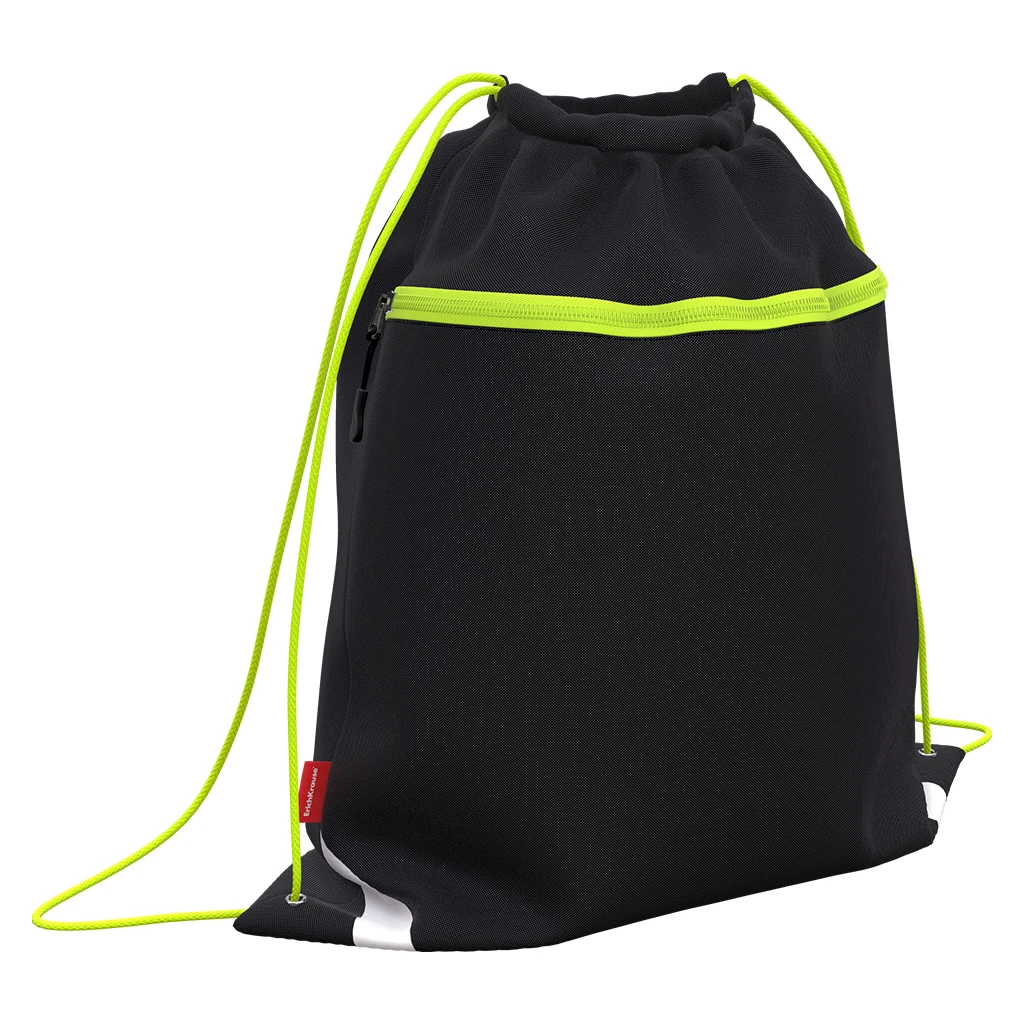 Мешок для обуви Erich Krause с карманом на молнии 500х410мм Black&Yellow Мешок для обуви Erich Krause с карманом на молнии 500х410мм Black&Yellow