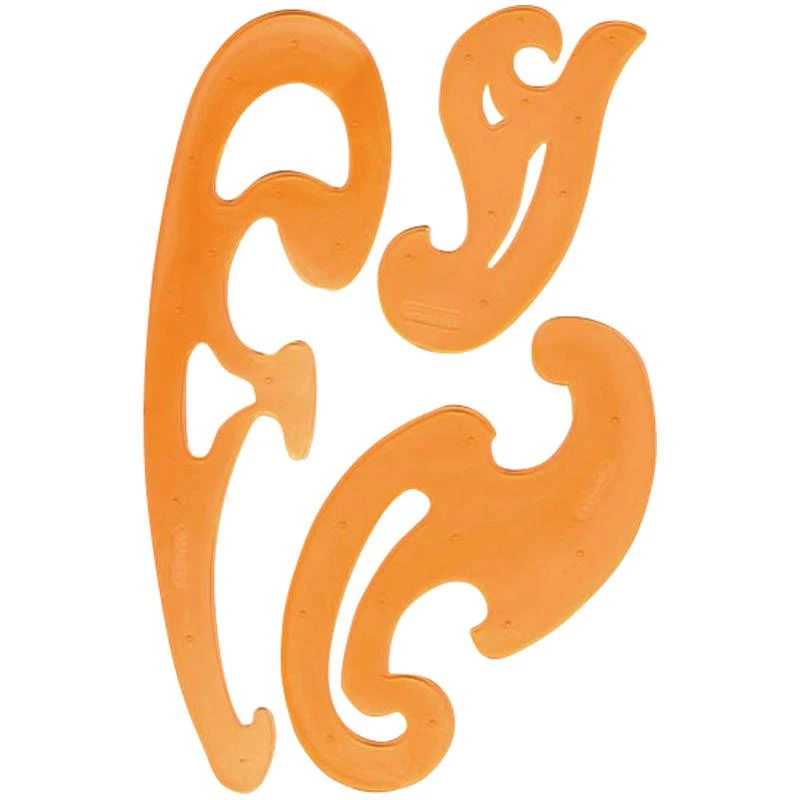 Набор лекал 25,17,12 см флуоресцентный прозрачный 4цв.: ЛК02 штр.: Набор лекал 25,17,12 см флуоресцентный прозрачный 4цв.: ЛК02 штр.: