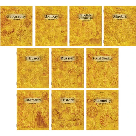 Тетради предметные, КОМПЛЕКТ 10 ПРЕДМЕТОВ, GOLD, 48 листов, металлизированный