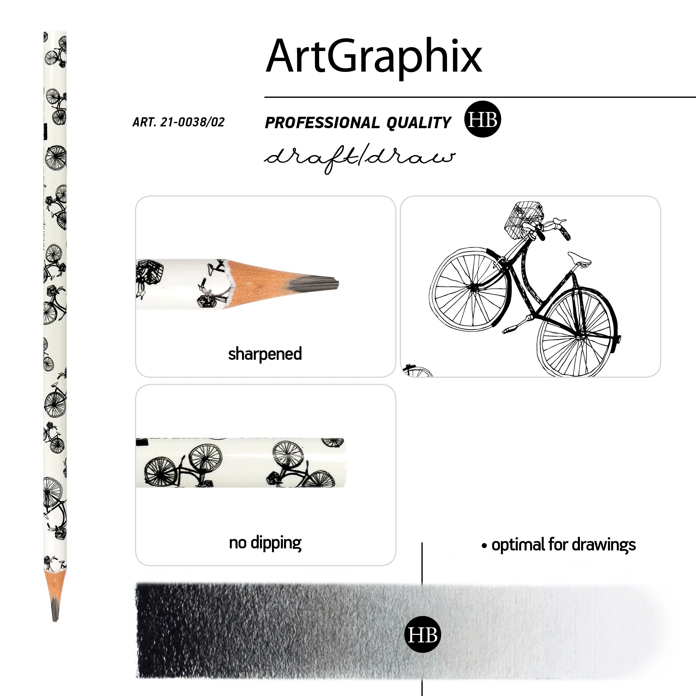 КАРАНДАШ ЧЕРНОГРАФИТОВЫЙ "ArtGraphix. Велосипеды" НВ (пластиковый