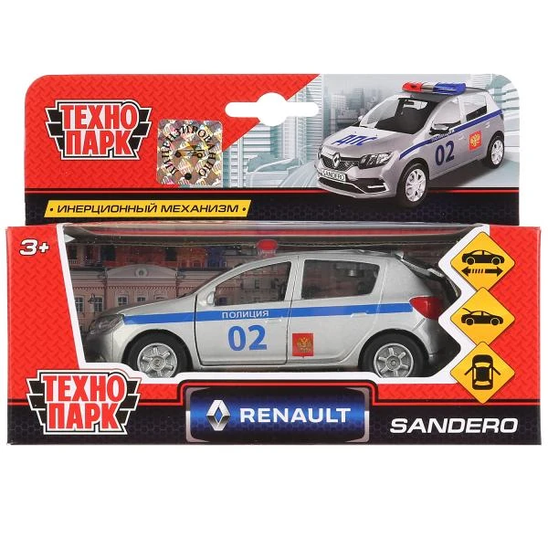 Машина металл RENAULT sandero ПОЛИЦИЯ, 12 см, двери, багажник, инерция, коробка.