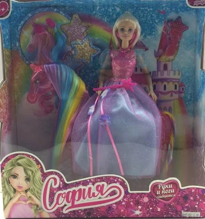 Кукла 29 см София,принцесса, руки и ноги сгиб, лошадь и акс, коробка. КАРАПУЗ