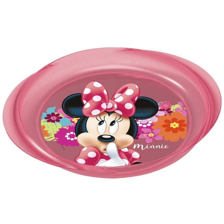 Тарелка пластиковая с ручками (для СВЧ). Минни Маус Цветы