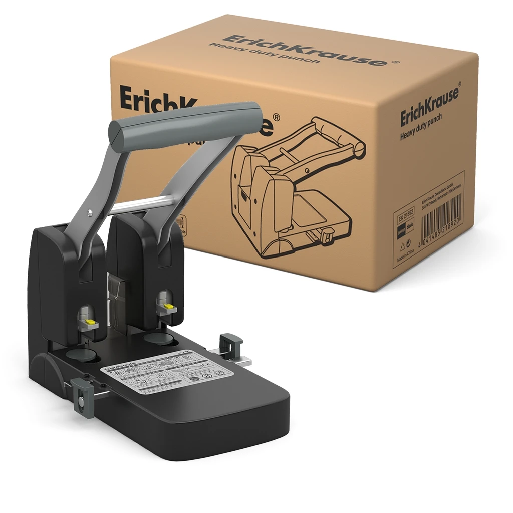 Дырокол мощный Erich Krause до 100 листов, черный (в коробке по 1 шт.)