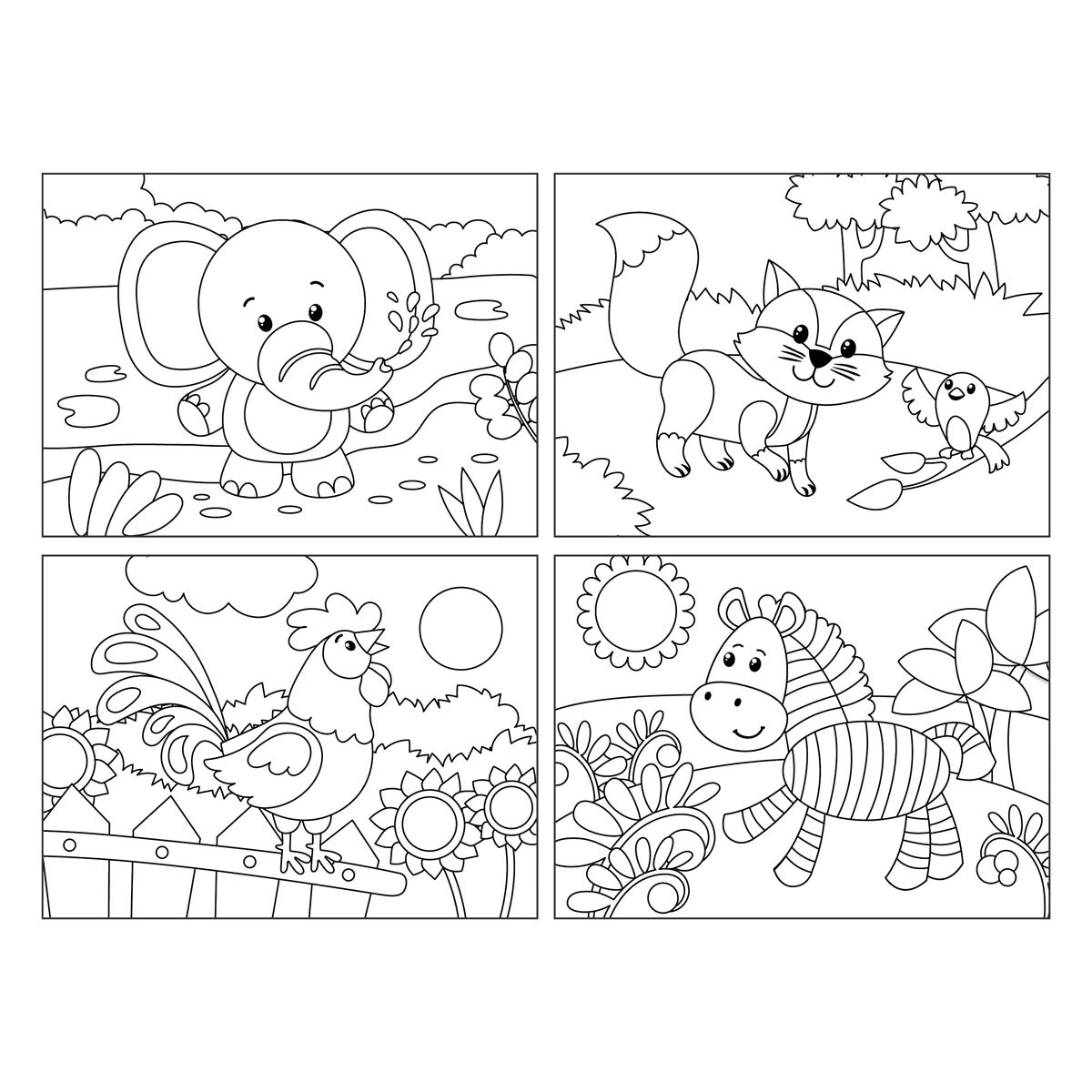 Большая раскраска А4 ArtSpace "Забавные животные" на склейке, 40стр.