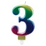 Свеча-цифра для торта "3" "Радужная", 9 см, ЗОЛОТАЯ СКАЗКА,