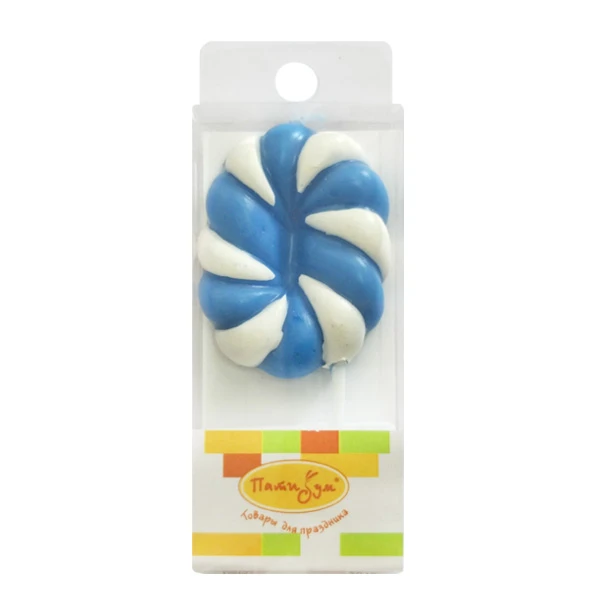 Свеча Цифра 0 Леденец голубой 4,8см