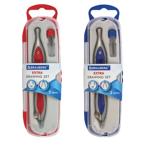 Готовальня BRAUBERG "Extra", 2 предмета (циркуль 120 мм, грифель), в Готовальня BRAUBERG "Extra", 2 предмета (циркуль 120 мм, грифель), в