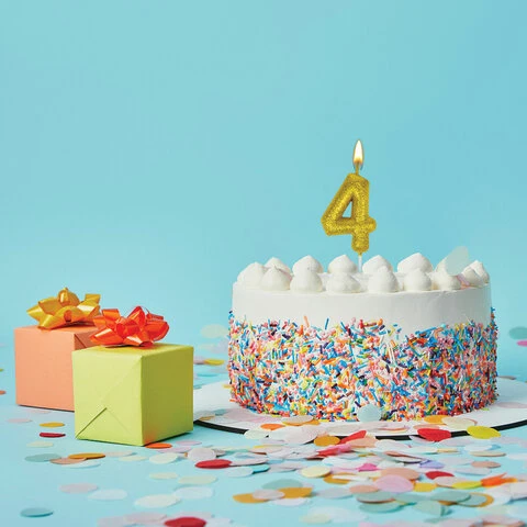 Свеча-цифра для торта "4" золотая с глиттером, 6 см, ЗОЛОТАЯ СКАЗКА, Свеча-цифра для торта "4" золотая с глиттером, 6 см, ЗОЛОТАЯ СКАЗКА,