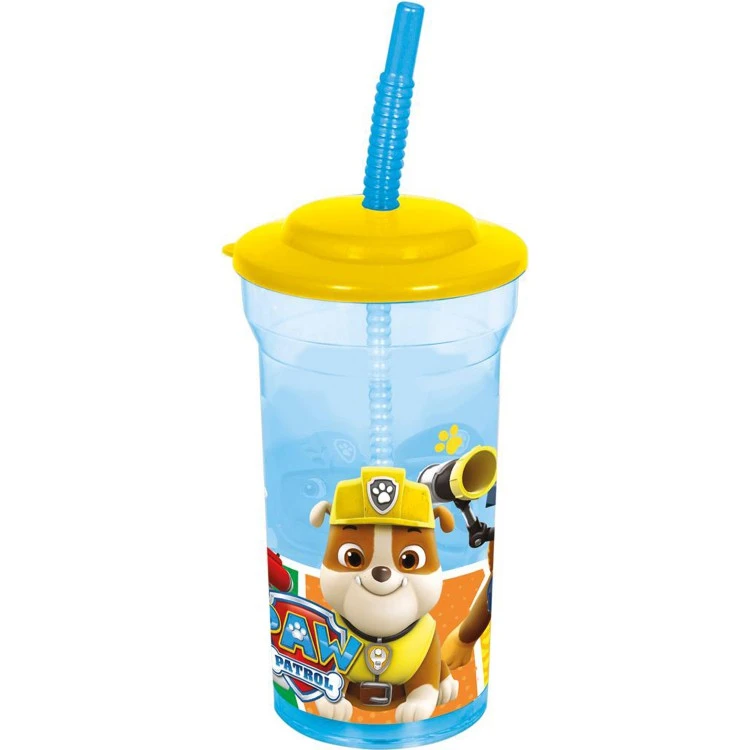 Стакан пластиковый с соломинкой и крышкой (прозрачный, 460 мл). Щенячий патруль Стакан пластиковый с соломинкой и крышкой (прозрачный, 460 мл). Щенячий патруль