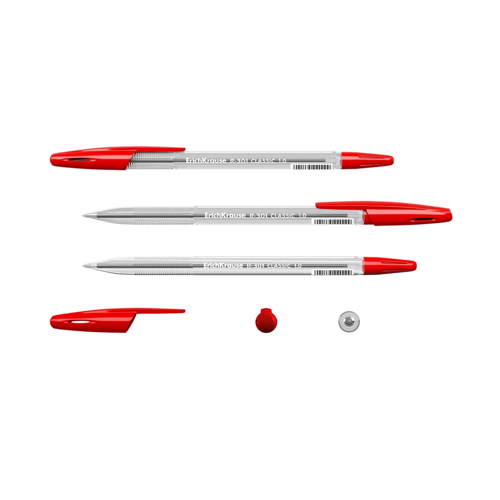 Ручка шариковая ErichKrause® R-301 Classic Stick 1.0, цвет чернил красный (в Ручка шариковая ErichKrause® R-301 Classic Stick 1.0, цвет чернил красный (в
