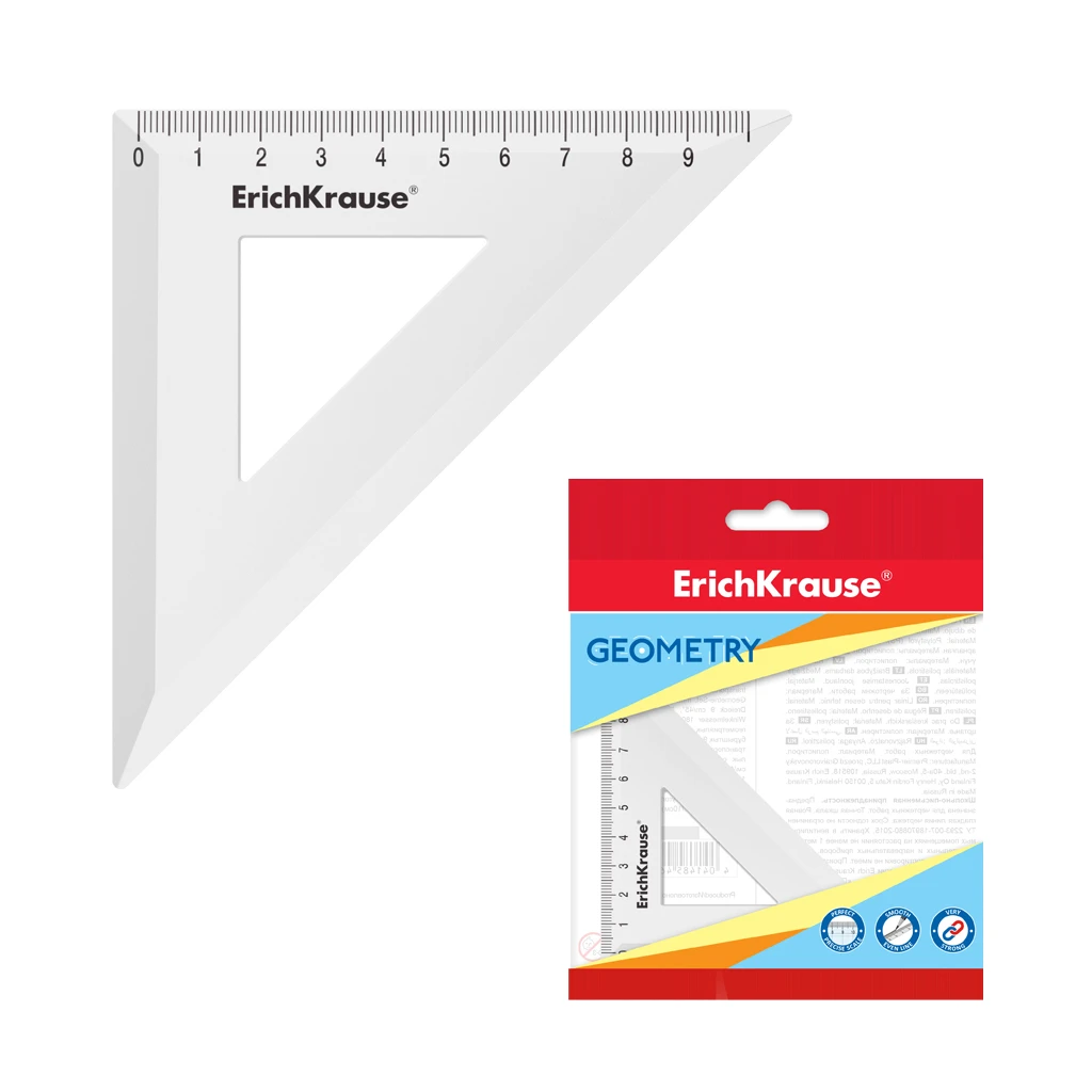 Угольник пластиковый Erich Krause® Candy, 45°/9см, белый, во флоупаке