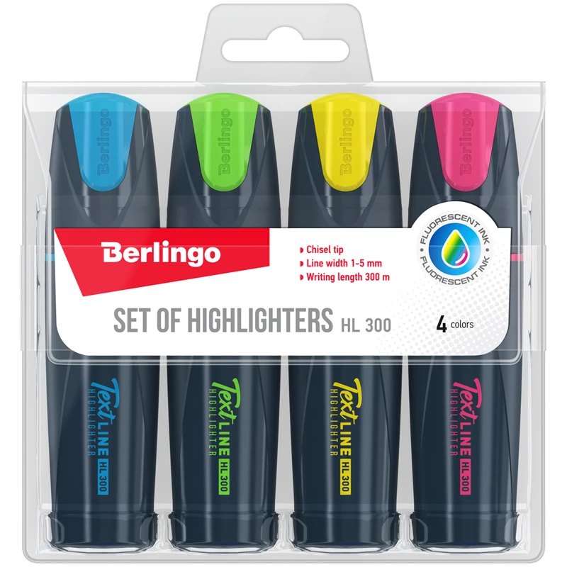 Набор текстовыделителей Berlingo "Textline HL300", 4цв., 1-5мм,