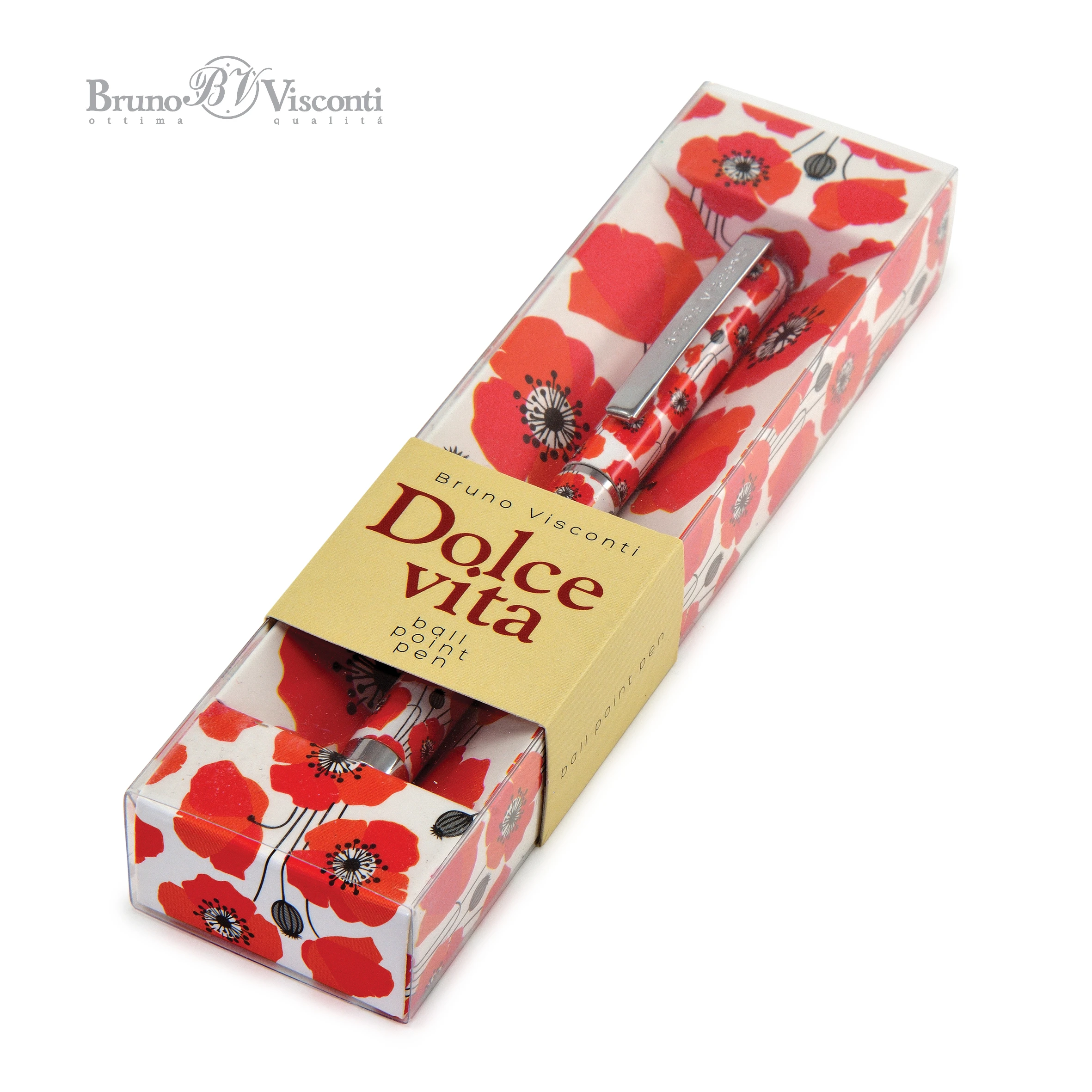 РУЧКА "DOLCE VITA. Маки" ШАРИКОВАЯ, МЕТАЛЛИЧЕСКИЙ КОРПУС, 0,7 ММ, РУЧКА "DOLCE VITA. Маки" ШАРИКОВАЯ, МЕТАЛЛИЧЕСКИЙ КОРПУС, 0,7 ММ,
