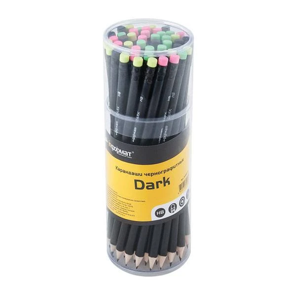 Карандаш чернографит. inФОРМАТ DARK НВ с ластиком заточенный круглый, черный Карандаш чернографит. inФОРМАТ DARK НВ с ластиком заточенный круглый, черный