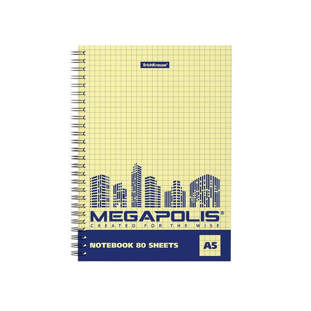 Тетрадь общая на спирали Erich Krause MEGAPOLIS Yellow Concept, А5, 80 листов, Тетрадь общая на спирали Erich Krause MEGAPOLIS Yellow Concept, А5, 80 листов,