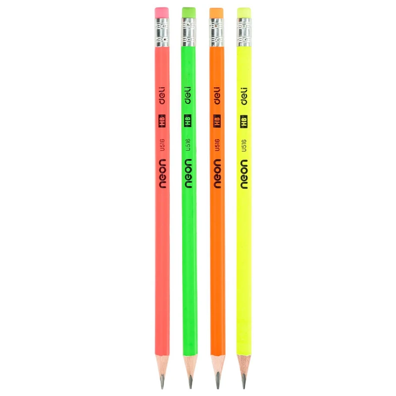Карандаш чернографитный Neon, HB, дерев, трехгр, с ласт, корп в асс, 12 шт Карандаш чернографитный Neon, HB, дерев, трехгр, с ласт, корп в асс, 12 шт