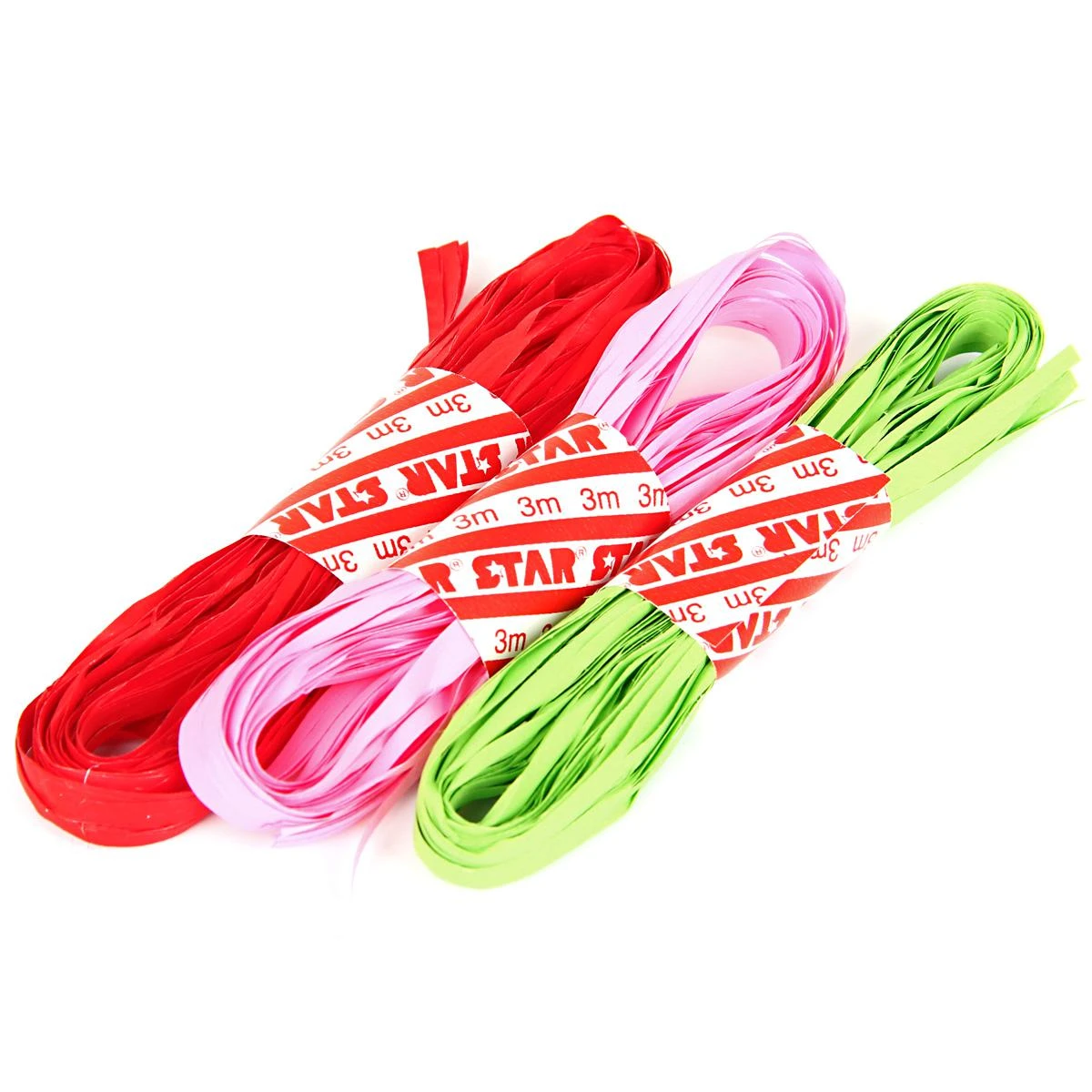 Набор рафии простой 15мм*3м. (3шт) Цвета в асс. 57930