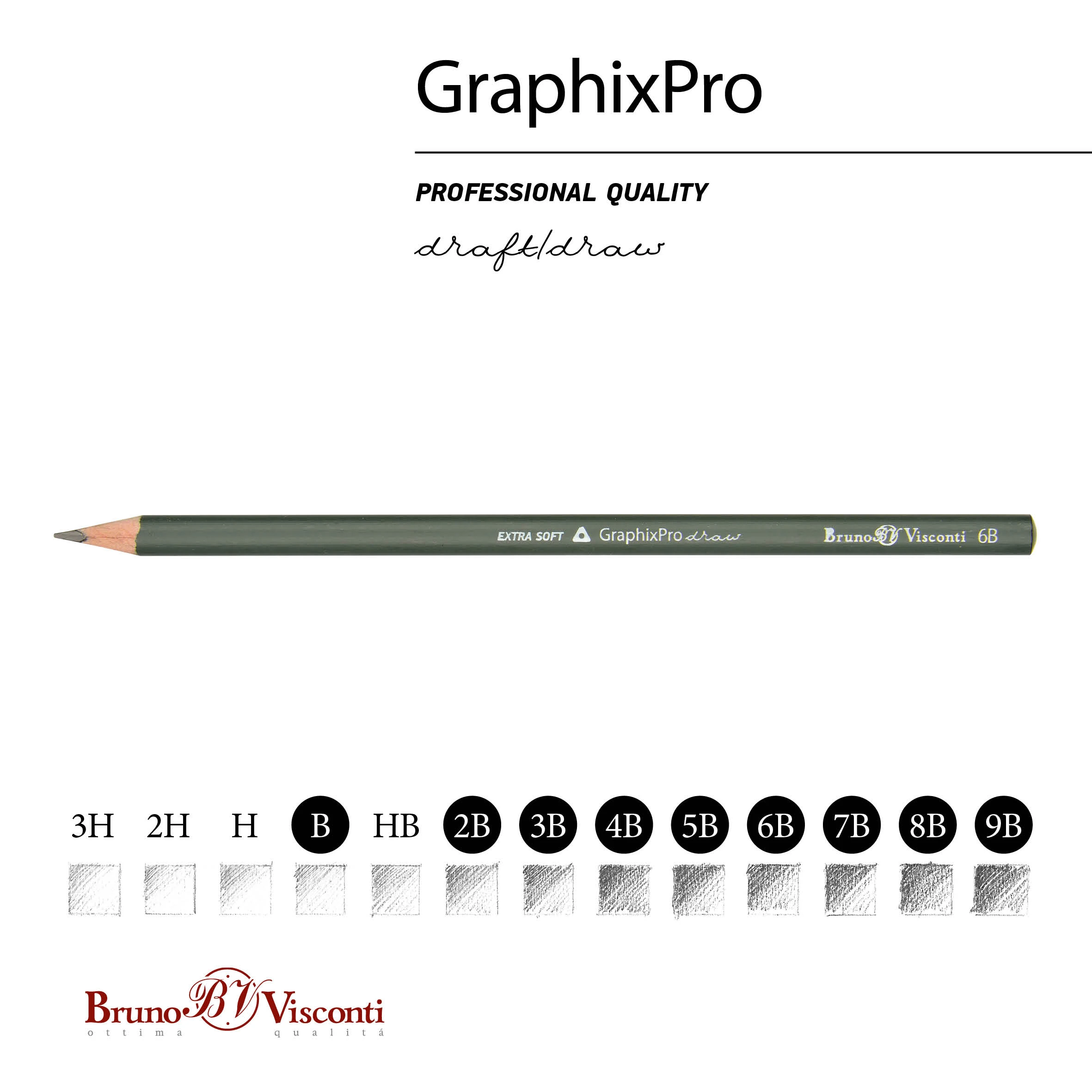 НАБОР КАРАНДАШЕЙ ЧЕРНОГРАФИТОВЫХ, 9 ШТ "GraphixPro" B-9B НАБОР КАРАНДАШЕЙ ЧЕРНОГРАФИТОВЫХ, 9 ШТ "GraphixPro" B-9B