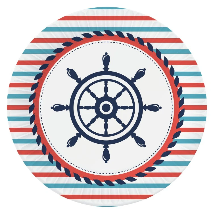 Набор бумажных тарелок Морское, 6 шт d=230 мм.