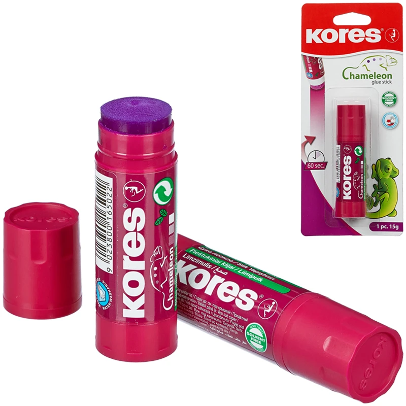 Клей-карандаш Kores "Chameleon", 15г, фиолетовый Клей-карандаш Kores "Chameleon", 15г, фиолетовый