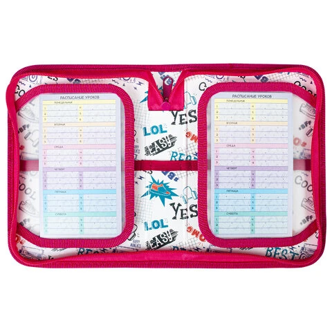 Пенал ПИФАГОР, 1 отделение, 2 откидные планки, полиэстер, 20х14 см,