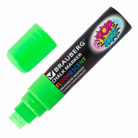 Маркер меловой BRAUBERG "POP-ART", сухостираемый, для гладких