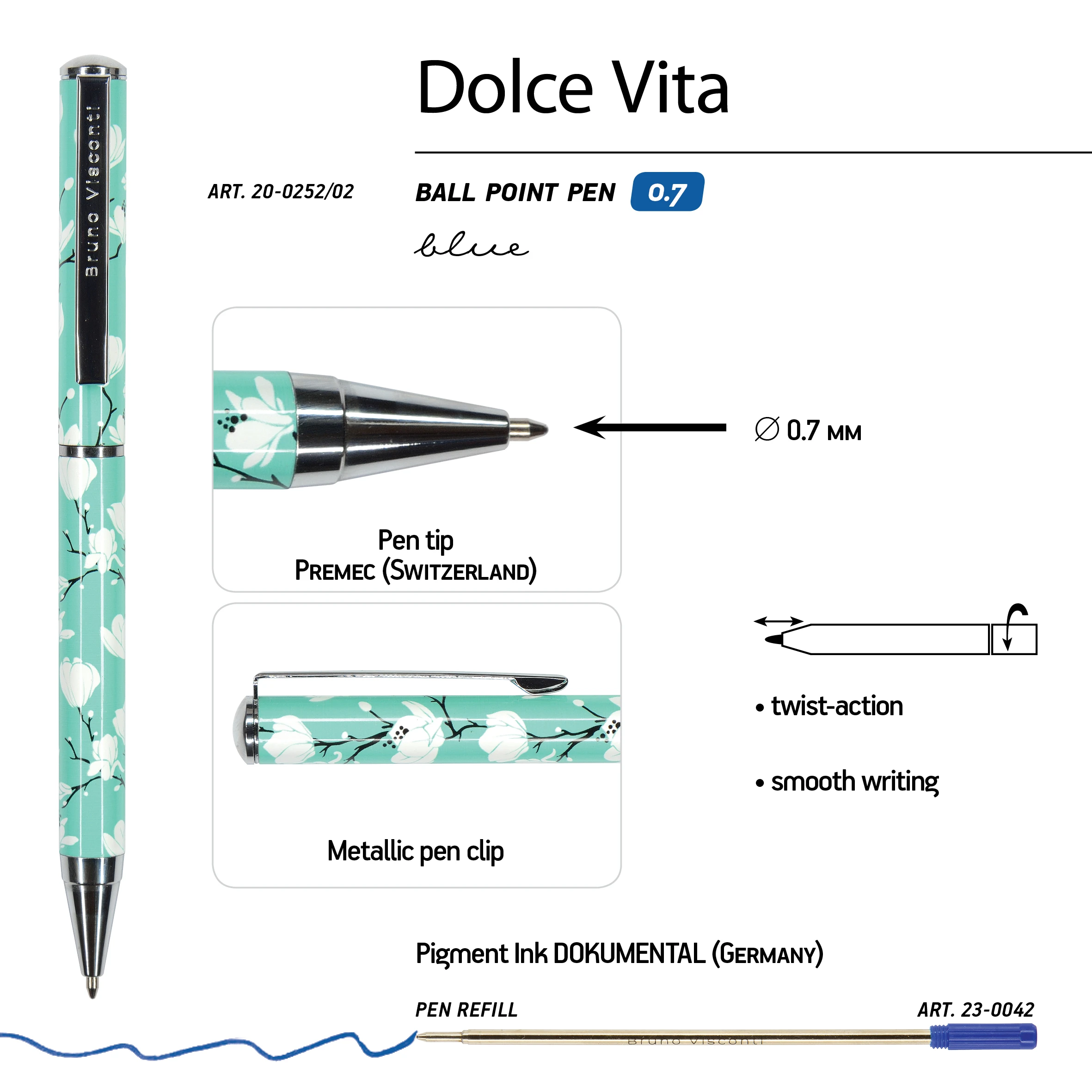 РУЧКА "DOLCE VITA. Камелии." ШАРИКОВАЯ, МЕТАЛЛИЧЕСКИЙ КОРПУС, 0,7 ММ, РУЧКА "DOLCE VITA. Камелии." ШАРИКОВАЯ, МЕТАЛЛИЧЕСКИЙ КОРПУС, 0,7 ММ,