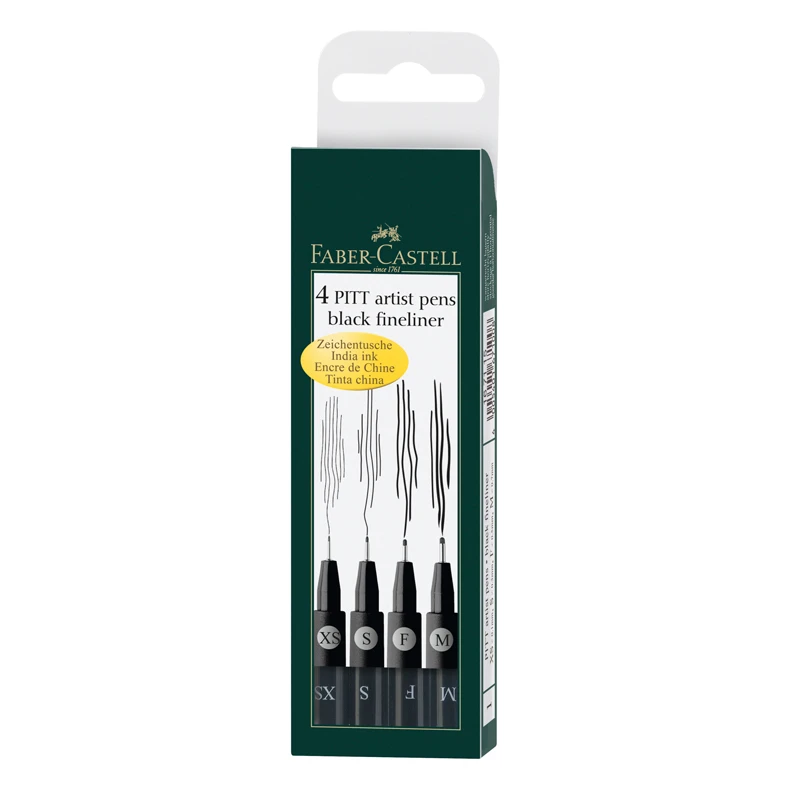 Набор капиллярных ручек Faber-Castell "Pitt Artist Pen" черные, 4шт.,